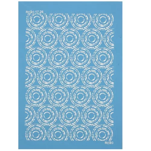 Silk Screen Moiko pour Pâte polymère 74x105 mm - Motif Cercles pointillés 17.26 x1