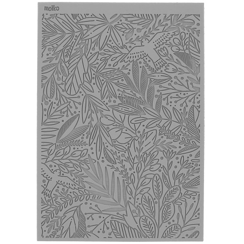 Plaque de texture Moiko pour pâte polymère 97x68 mm - Feuillage Tropical x1