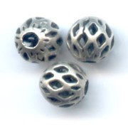 Boules filigranées  6 mm argenté vieilli x10