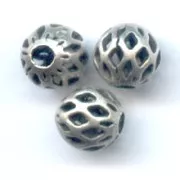 Boules filigranées  6 mm argenté vieilli x10