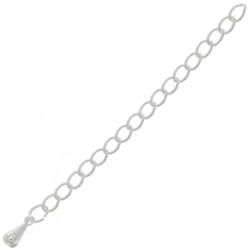 Chainette d'extension goutte - maille Rombo 60 mm - Placage Argent fin x1