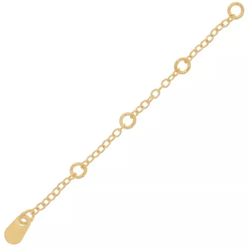 Chainette d'extension 4 anneaux ouverts - maille Forçat 60 mm - Doré à l'or fin x1