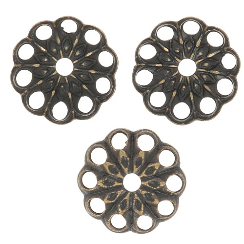 Coupelles filigranées travaillées 6 mm - Bronze x20