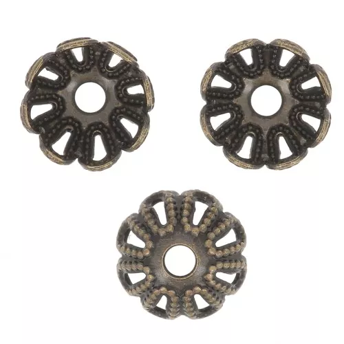 Coupelles filigranées 6 mm - effet fleur - Bronze x20