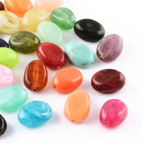 Assortiment perles plates irrégulières 18x13 mm acrylique - Multicolore Marbré x20