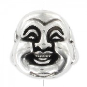 Tête de Bouddha 20 mm Placage Argent fin vieilli x1