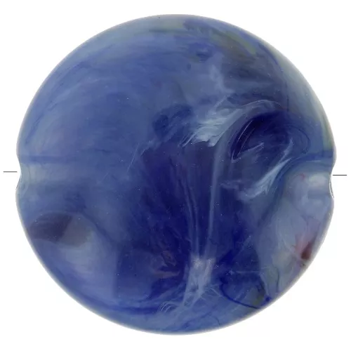 Perles plates rondes acrylique 22 mm Bleu marine Marbré x6
