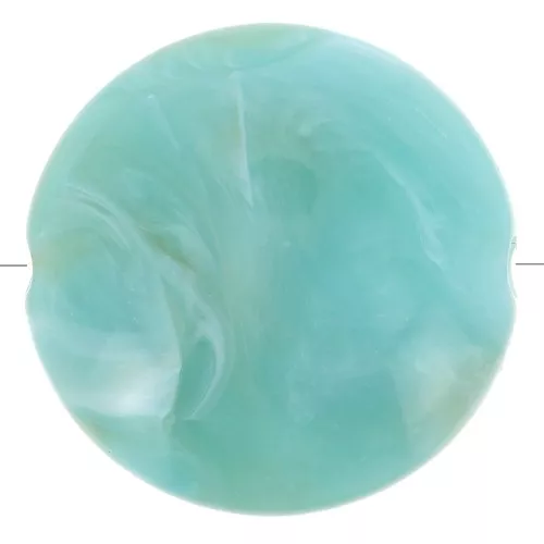 Perles plates rondes acrylique 22 mm Turquoise Marbré x6