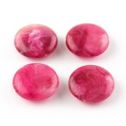 Perles plates rondes acrylique 22 mm Fuchsia Marbré x6