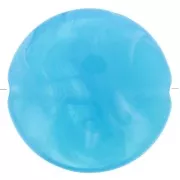 Perles plates rondes acrylique 22 mm Bleu Marbré x6