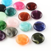 Assortiment de perles plates rondes acrylique 22 mm Multicolore Marbré x20|raw }}