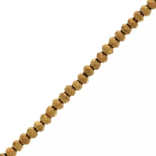 Perles rondelles facettées - rondes aplaties 2.5x2 mm - Golden x34cm