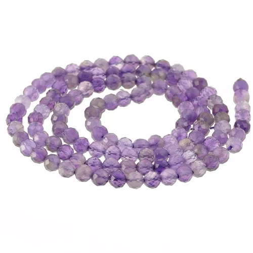 Perles rondes facettées 3.5 mm en pierre gemme - Amethyste x39cm