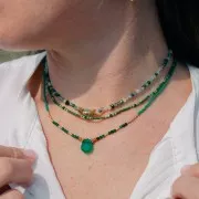 Perles  rondes facettées 3 mm en pierre gemme  - Agate mousse x39cm