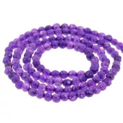 Perles rondes facettées 3.5 mm en pierre gemme teintée - Jade violette x37cm