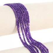Perles  rondes facettées 3.5 mm en pierre gemme  teintée - Jade violette x37cm