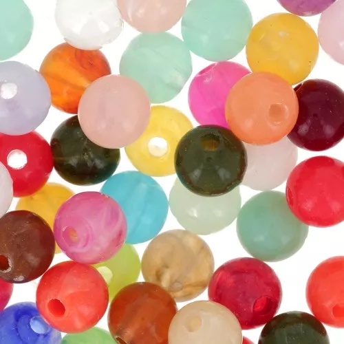 Assortiment de perles rondes 6 mm - Multicolore marbré x50