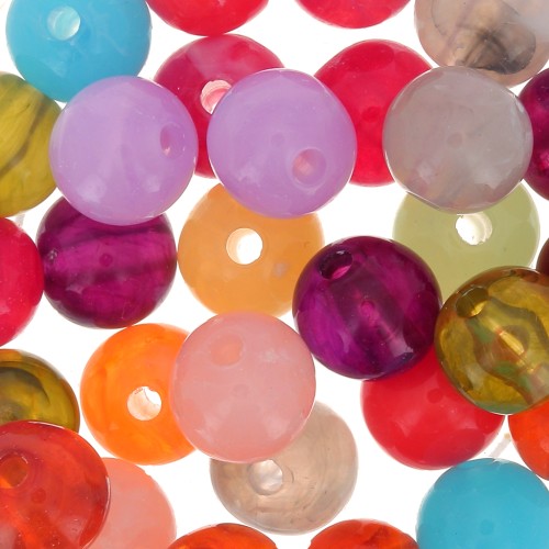 Assortiment de perles rondes 8 mm - Multicolore marbré x30