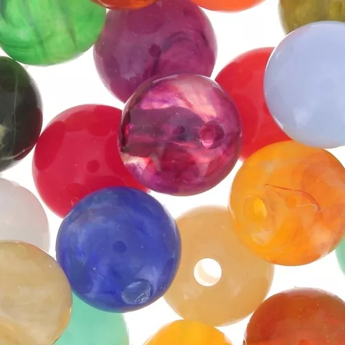 Assortiment de perles rondes 10 mm - Multicolore marbré x20