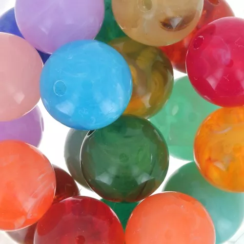 Assortiment de perles rondes 12 mm - Multicolore marbré x20