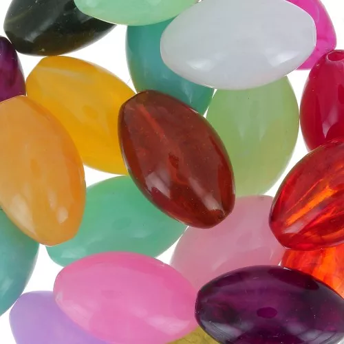 Assortiment de perles olive 20x12 mm - Multicolore marbré x20