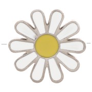 Perle marguerite 17 mm avec résine époxy - Blanc - Jaune - Acier inoxydable 304 x1|raw }}