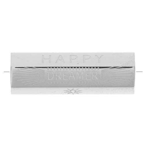 Perle cylindre à message Happy Dreamer avec oxydes de Zirconium  26x9 mm - Acier inoxydable 304
