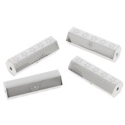 Perle cylindre à motifs avec oxydes de Zirconium  26x9 mm - Acier inoxydable 304 x1