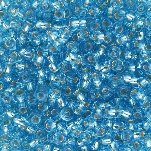 Perles rocailles Preciosa 9/0 2.5 mm - Aquamarine Silver Lined x20g