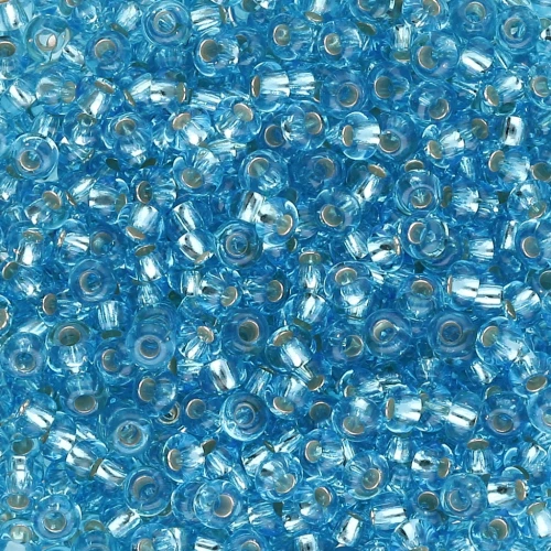 Perles rocailles Preciosa 9/0 2.5 mm - Aquamarine Silver Lined x20g