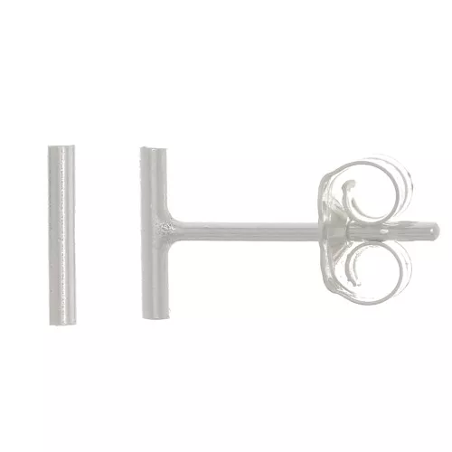 Puces d'oreilles barre fine 6 mm en Argent 925 x2