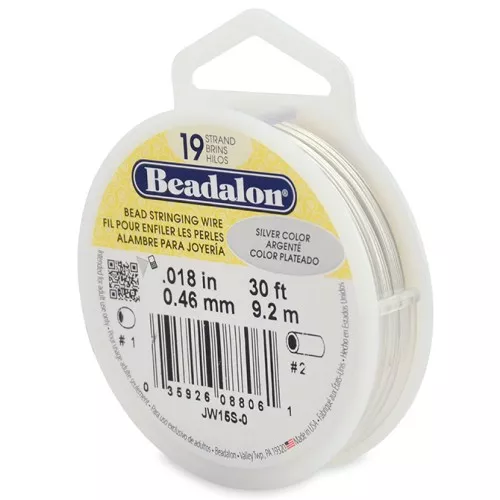 Fil Cablé 19 brins 0.46 mm - Beadalon - Argenté x9,2m