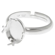 Bague ajustable pour cabochon fond plat 10x8 mm - Taille 53 à 58 - Argent 925 x1|raw }}