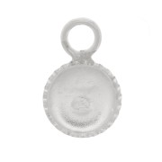 Mini serti pendentif rond dentelé pour cabochon fond plat 3 mm - Argent 925 x1|raw }}