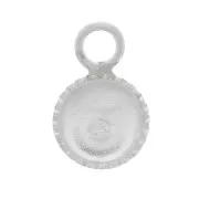 Mini serti pendentif rond dentelé pour cabochon fond plat 3 mm - Argent 925 x1