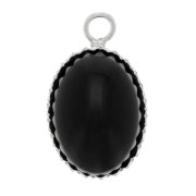 Serti pendentif ovale dentelé pour cabochon fond plat 10x8 mm - Argent 925 x1