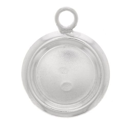 Serti pendentif rond à rebord pour cabochon fond plat 8 mm - Argent 925 x1