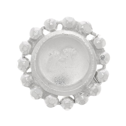 Serti rond avec petites boules limées pour cabochon 4 mm - Argent 925 x1