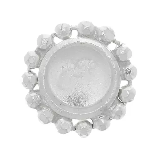 Serti rond avec petites boules limées pour cabochon 4 mm - Argent 925 x1