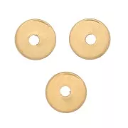 Perles rondelles Heishi - disques plats percés 4x1 mm - Doré à l'or fin x10