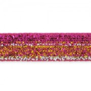 Ruban pailleté 10 mm Fuchsia/Doré/Argenté x 2m|raw }}