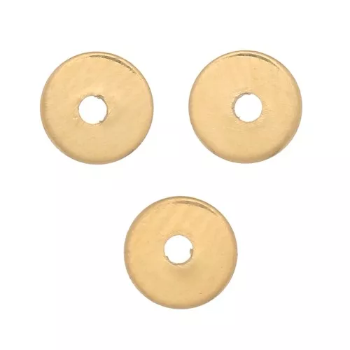 Perles rondelles Heishi - disques plats percés 4x0.7 mm - Doré à l'or fin x50