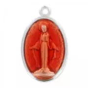 Médaille résine époxy Vierge 25 mm Orange x1