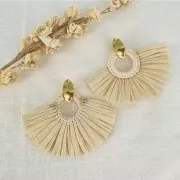 Clous d'oreilles ovale ondulé 18x8 mm - anneau ouvert - Doré à l'or fin x2