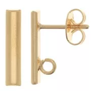 Clous d'oreilles barre arrondi 15x3 mm - anneau ouvert - Doré à l'or fin x2