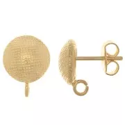 Clous d'oreilles rond texturé 10 mm - anneau ouvert - Doré à l'or fin x2