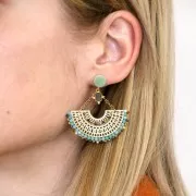 Clous d'oreilles disque 8 mm - anneau perpendiculaire ouvert - Doré à l'or fin x2