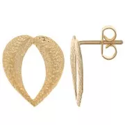 Clous d'oreilles coeur évidé martelé 16x13 mm - Doré à l'or fin x2