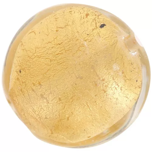 Bombée Murano 16 mm Crystal et feuille d'or x1