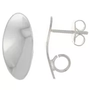 Clous d'oreilles ovale ondulé 18x8 mm - anneau ouvert - Placage Argent fin x2